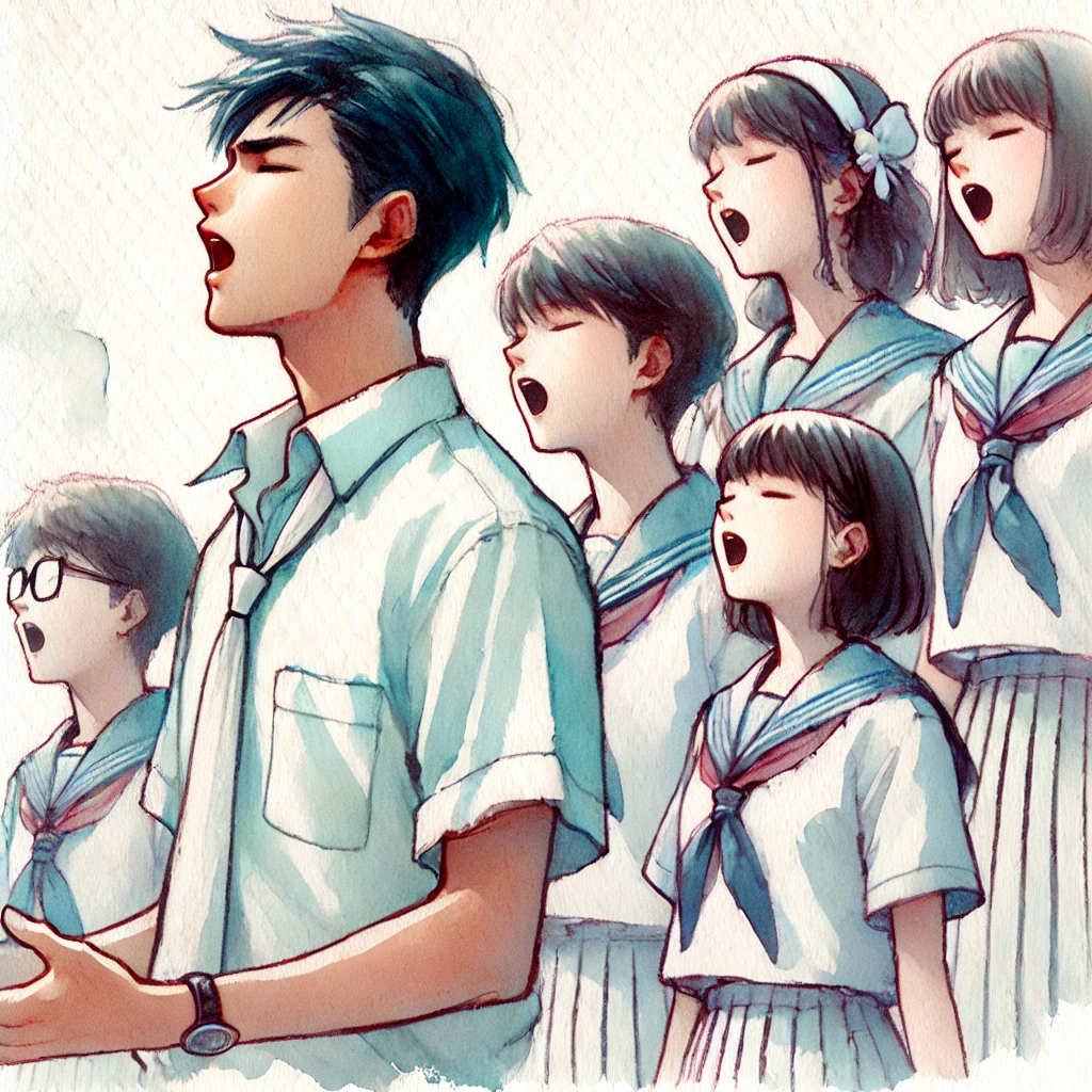 練習している男子女子