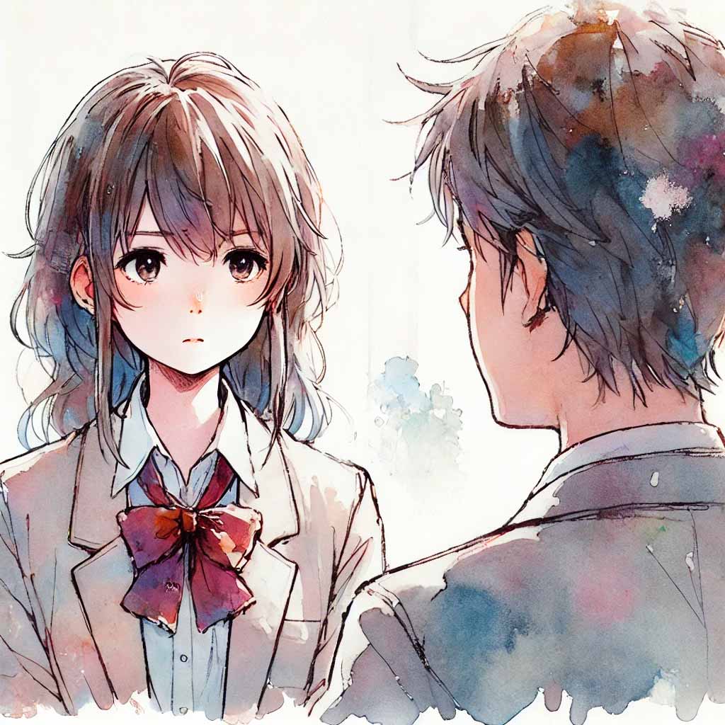 先生と相談する女子