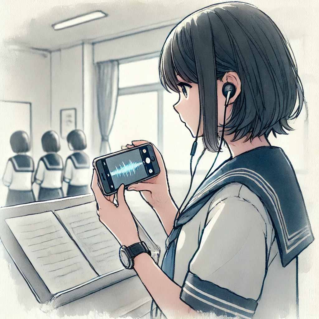 録音している女子中学生