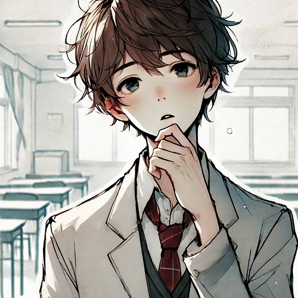 喉に違和感を感じている中学生男子