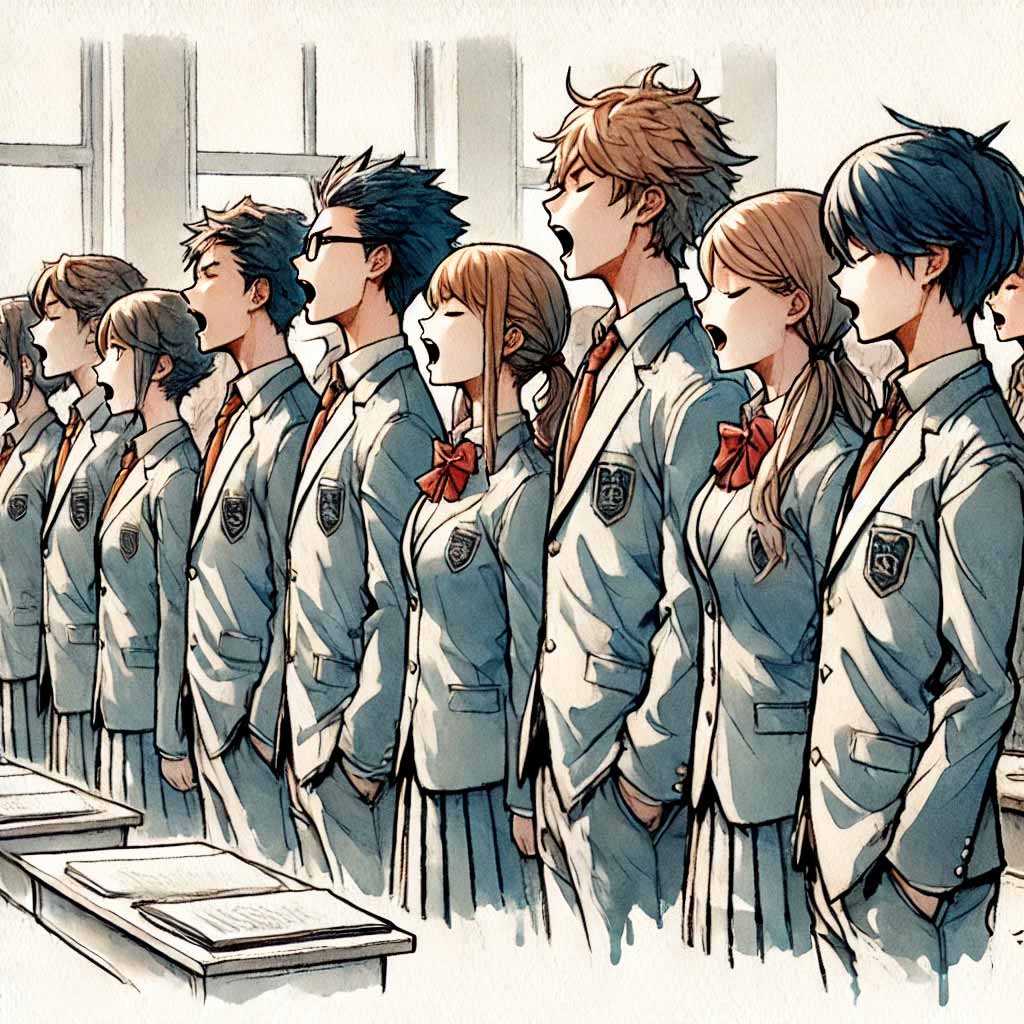 練習している中学生