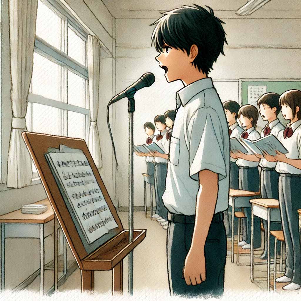 合唱コン練習中の中学生