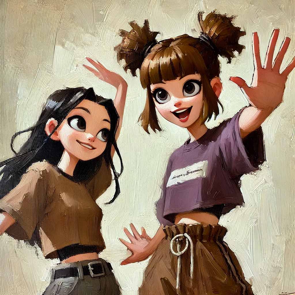 友達と共感している中学生女子
