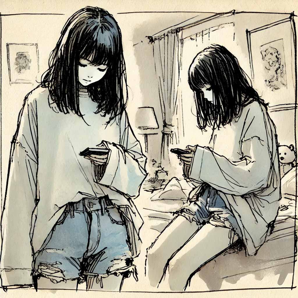 スマホでフォローする中学生女子