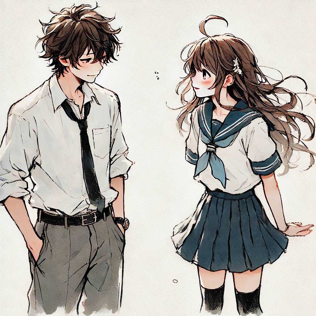 女子を話している中学生男子
