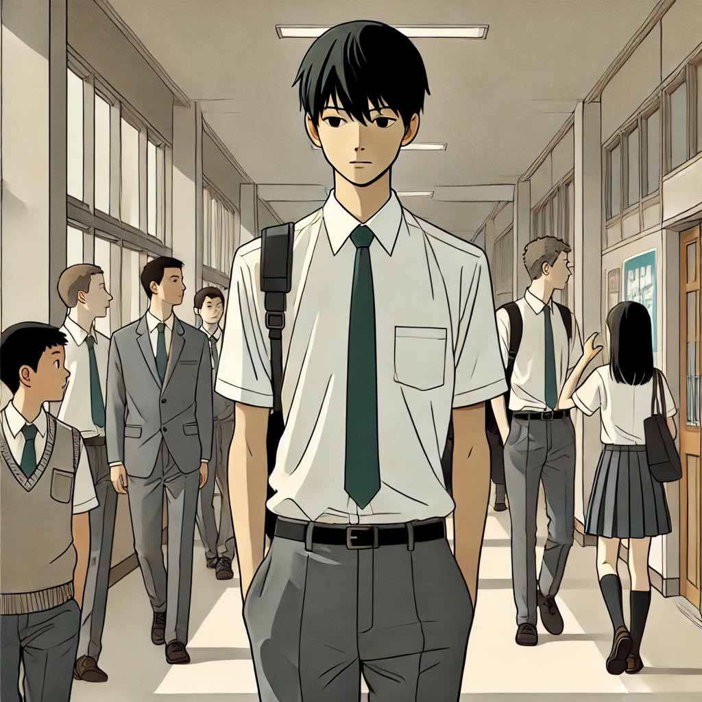 廊下　行き交う中学生