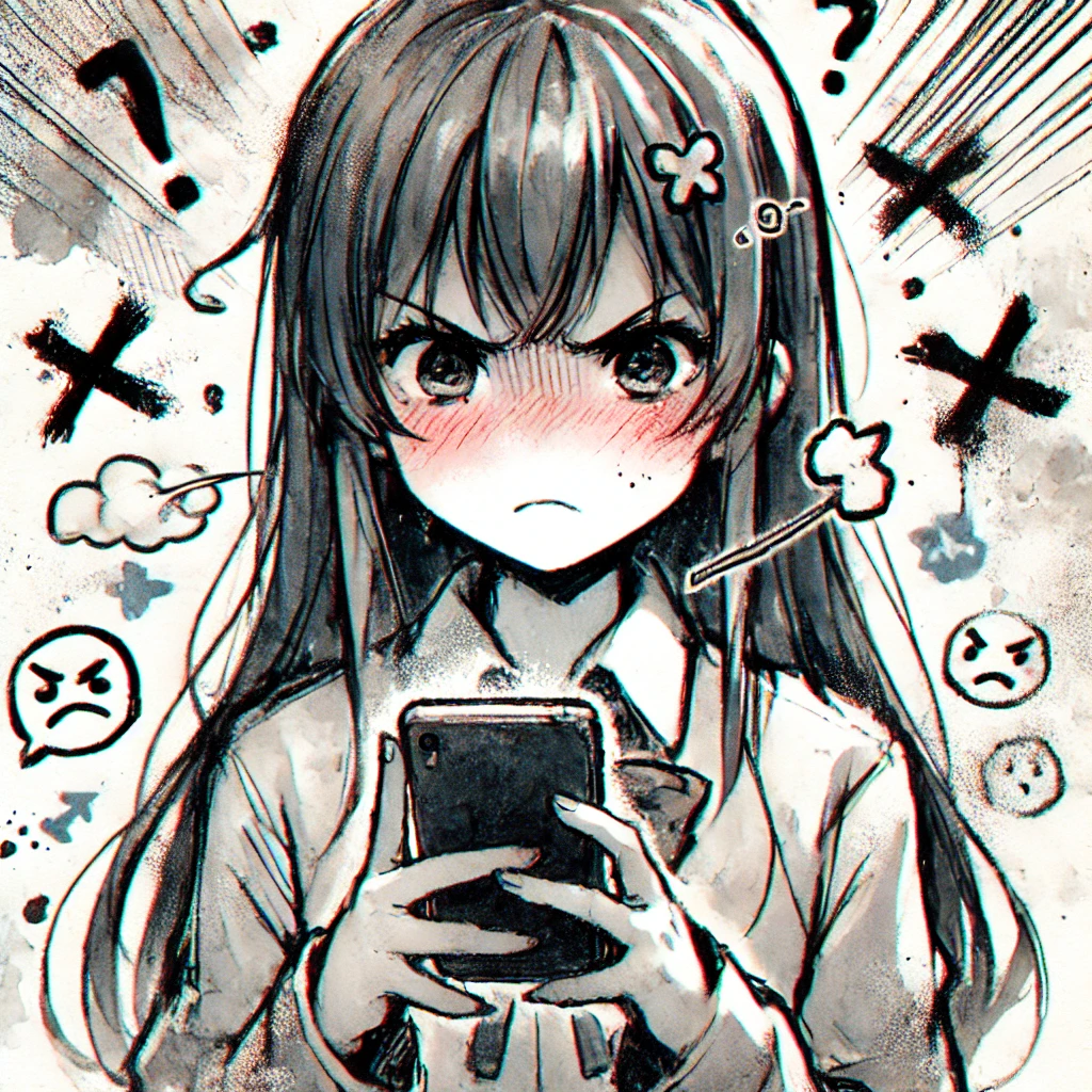 怒っている中学生女子