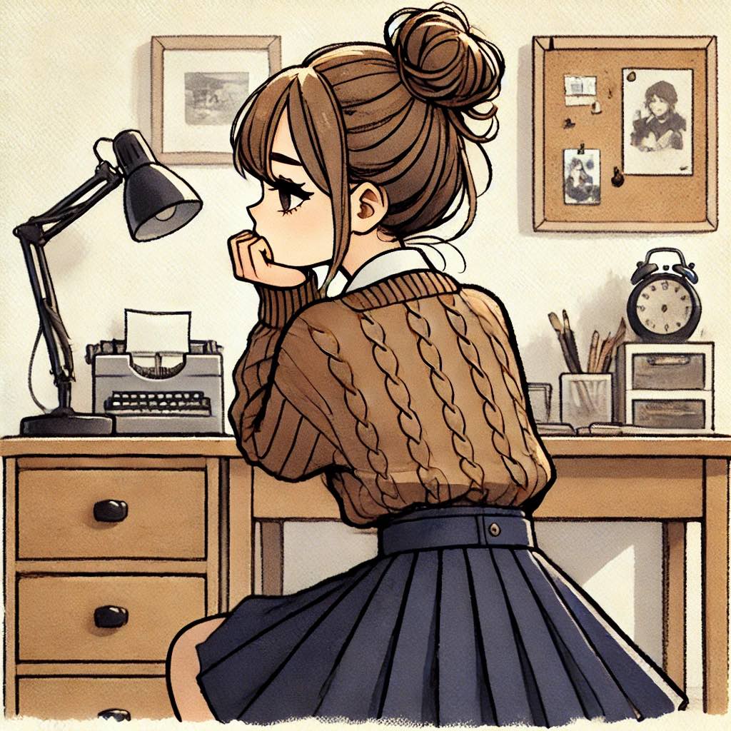 考え事する中学生女子