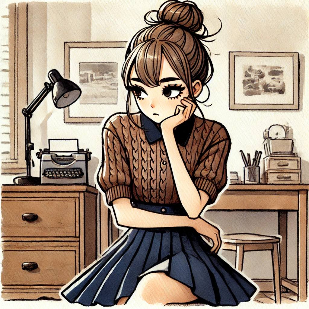 考え事をする中学生女子