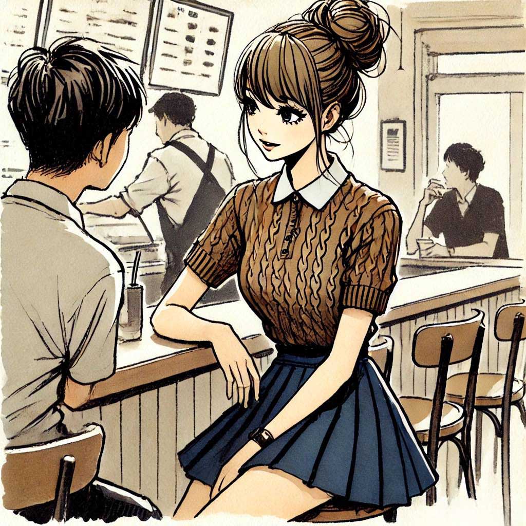カフェで告白ムードを作る中学生女子