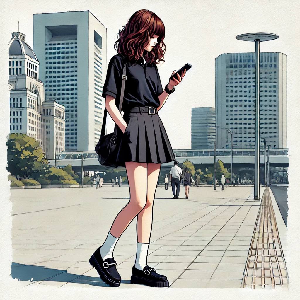 メールを読む中学生女子