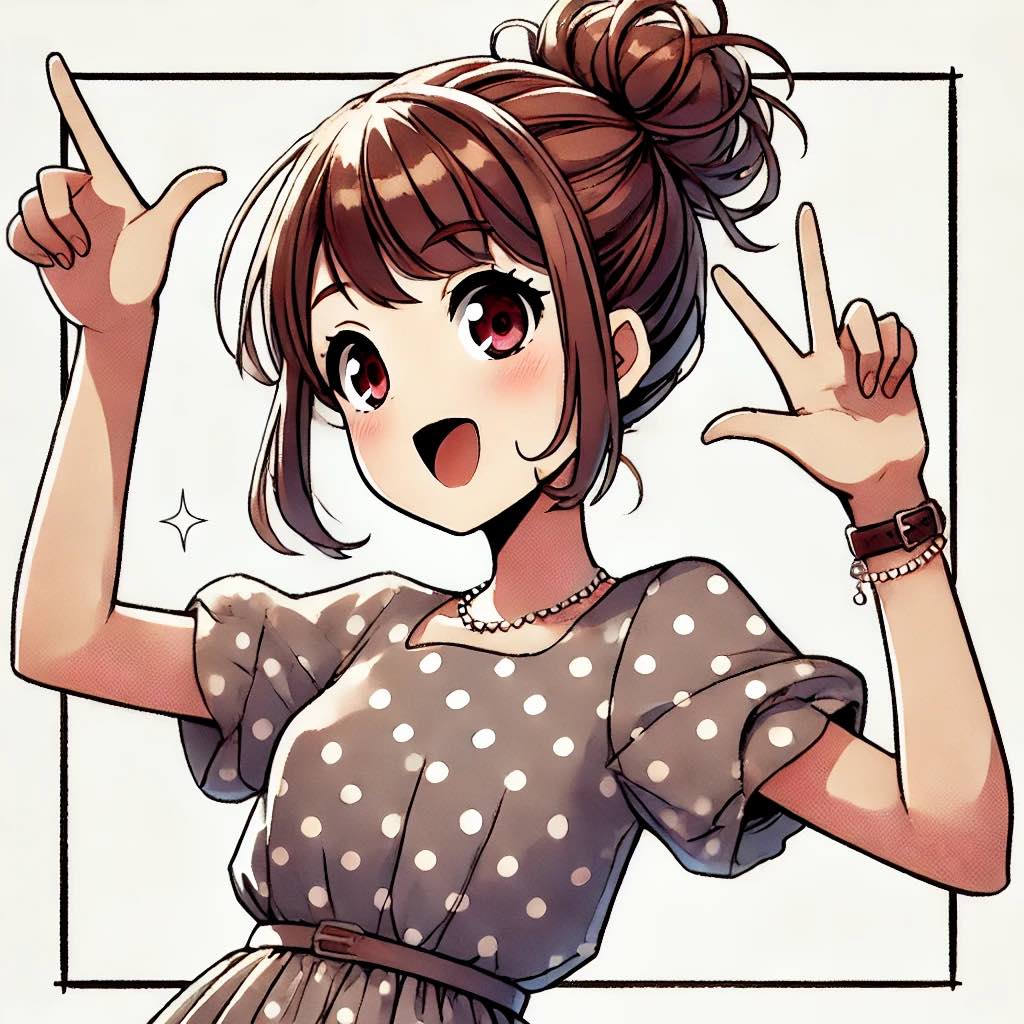 ここだ! とはしゃぐ 中学生女子