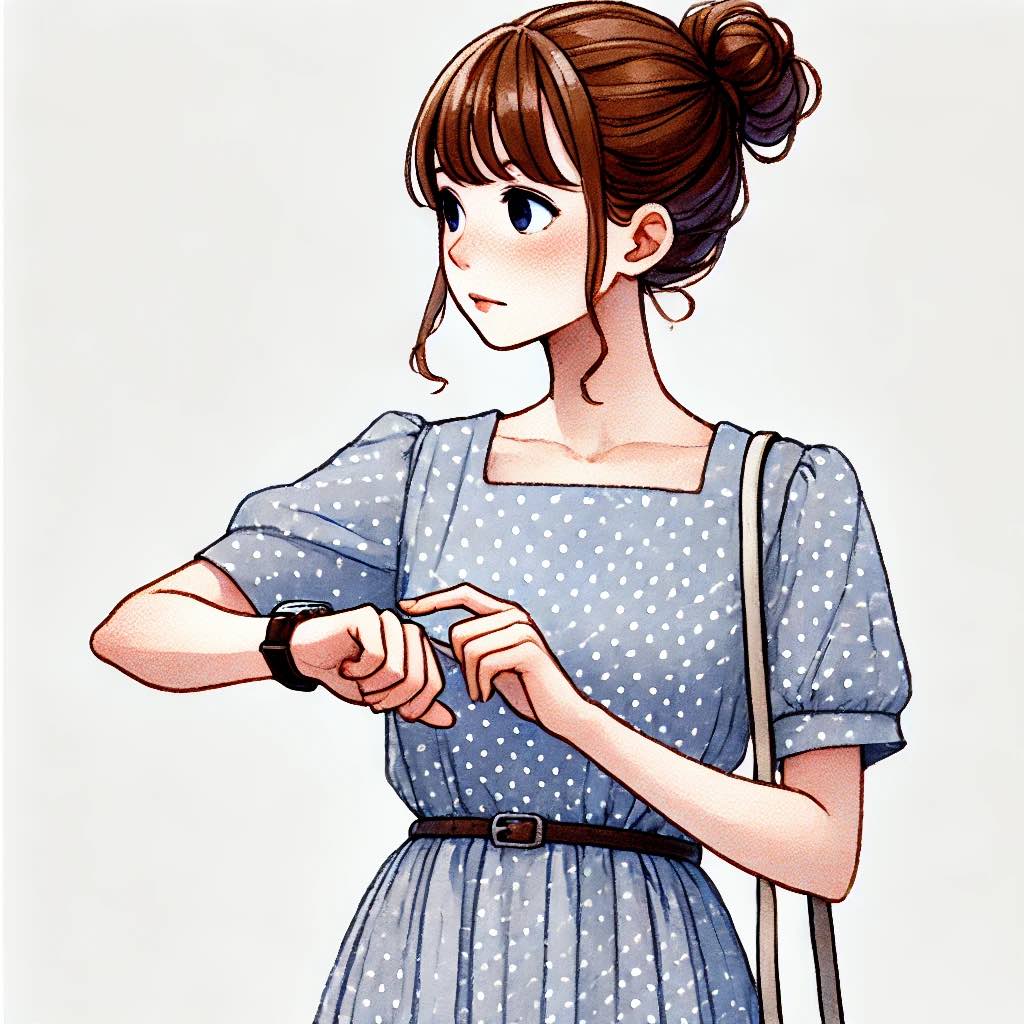 時間を気にしている中学生女子