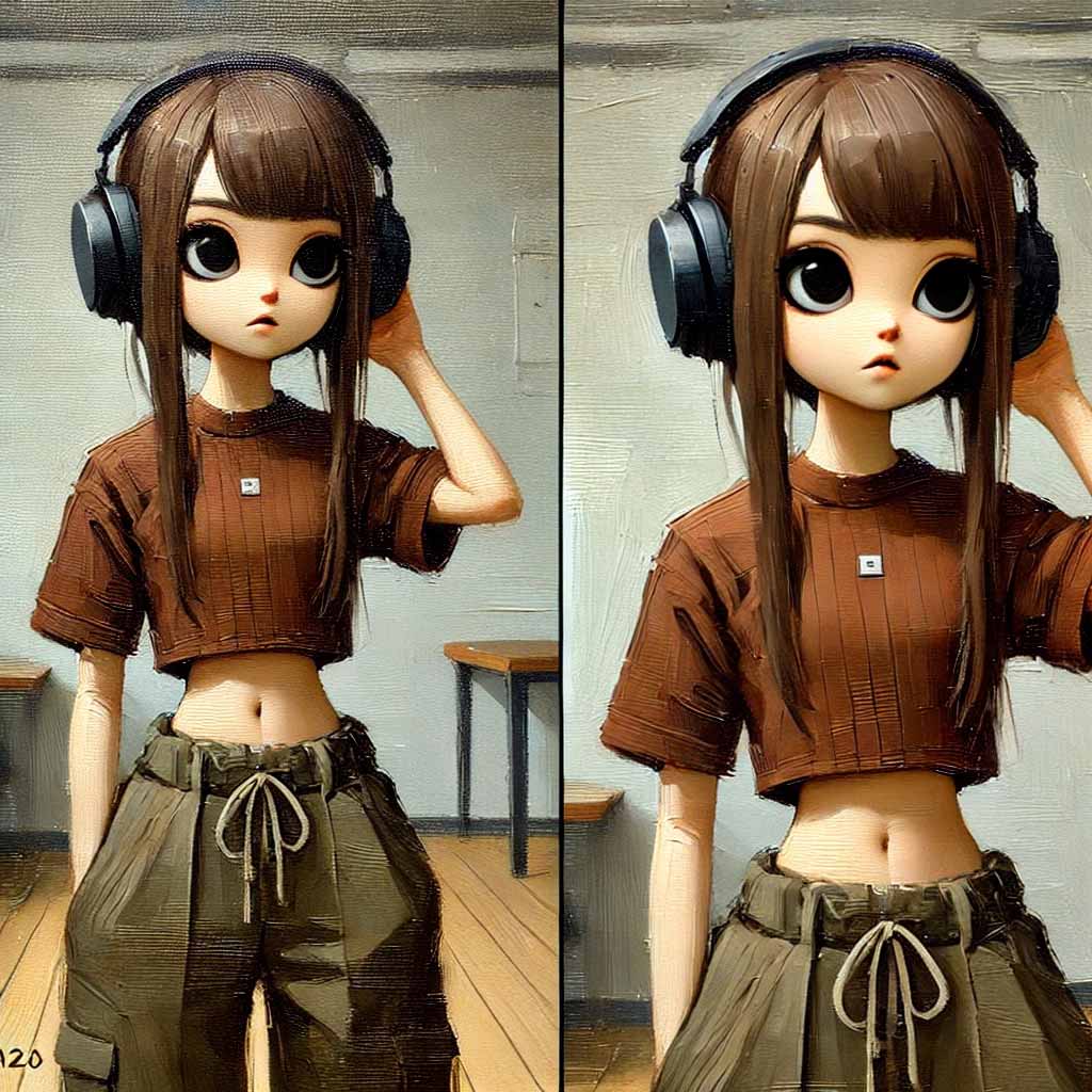 録音を聴いている女子中学生