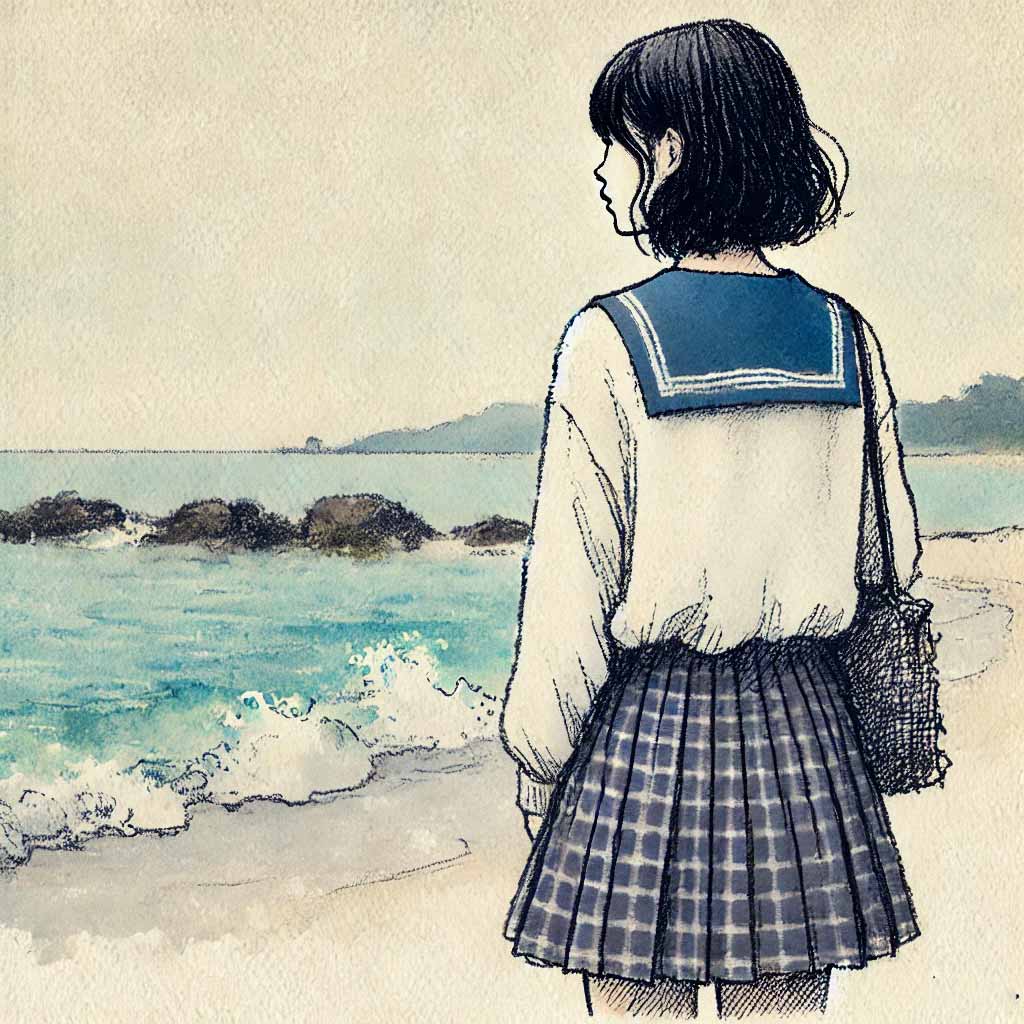 物思いに耽る中学生女子