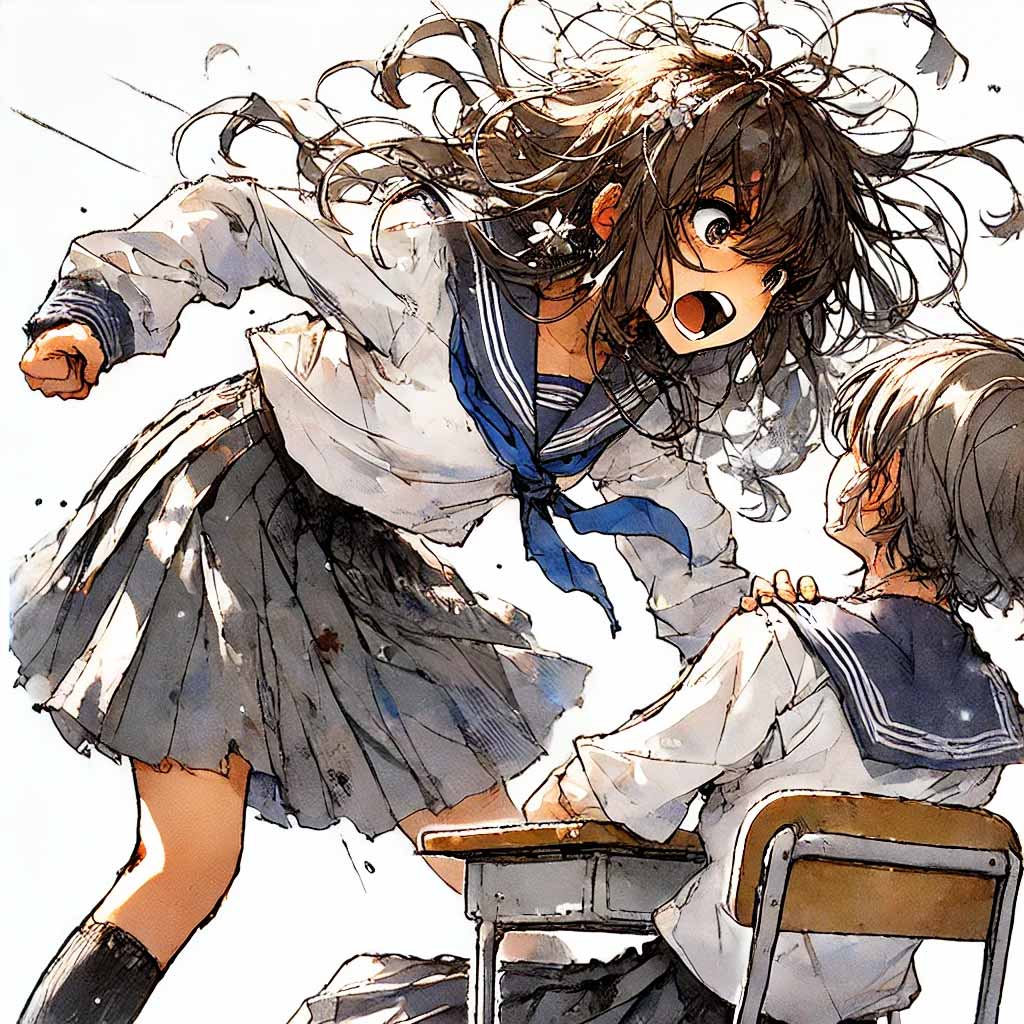 顔が近い中学生女子
