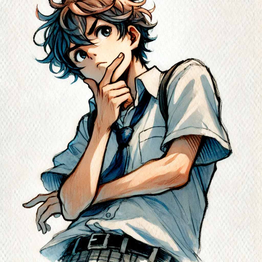中学生男子が疑問視している　のポーズ
