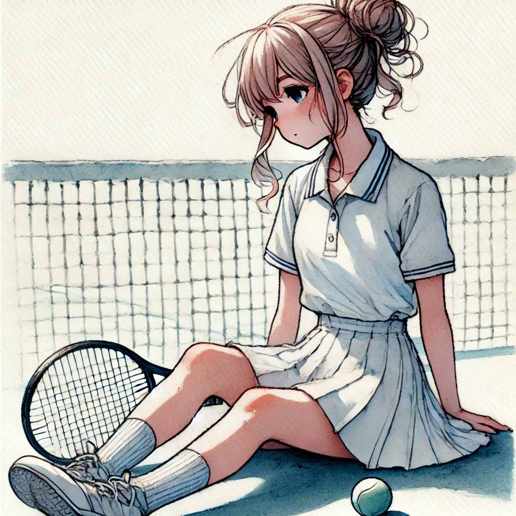 試合に負けて呆然の中学生女子