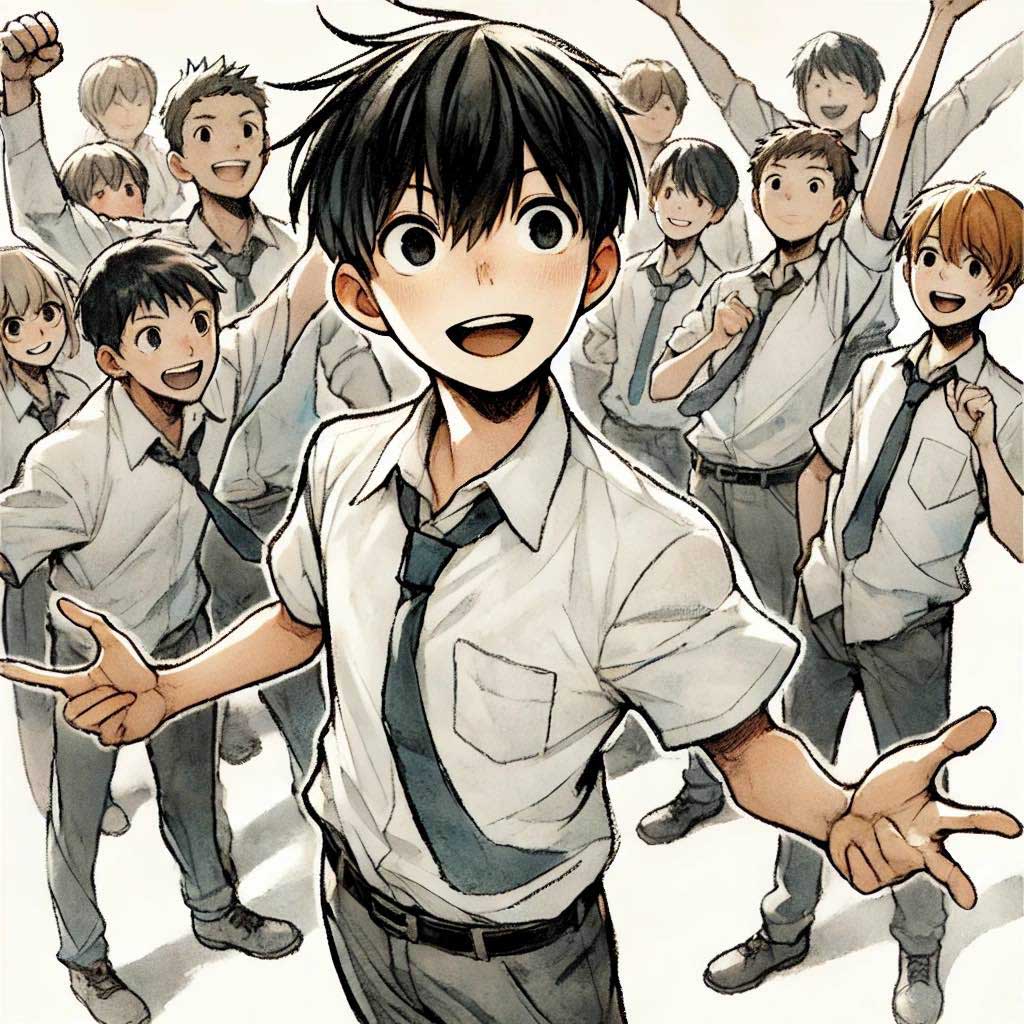 グループ内で気を使っている中学生男子
