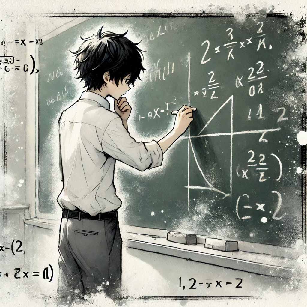 難問を解いている中学生男子