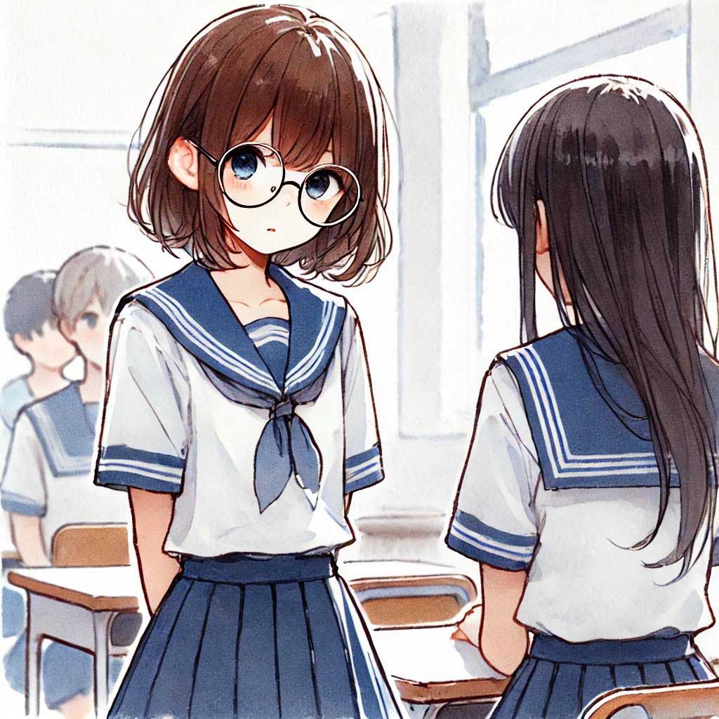 友達と話すスクールカースト３軍の中学生女子