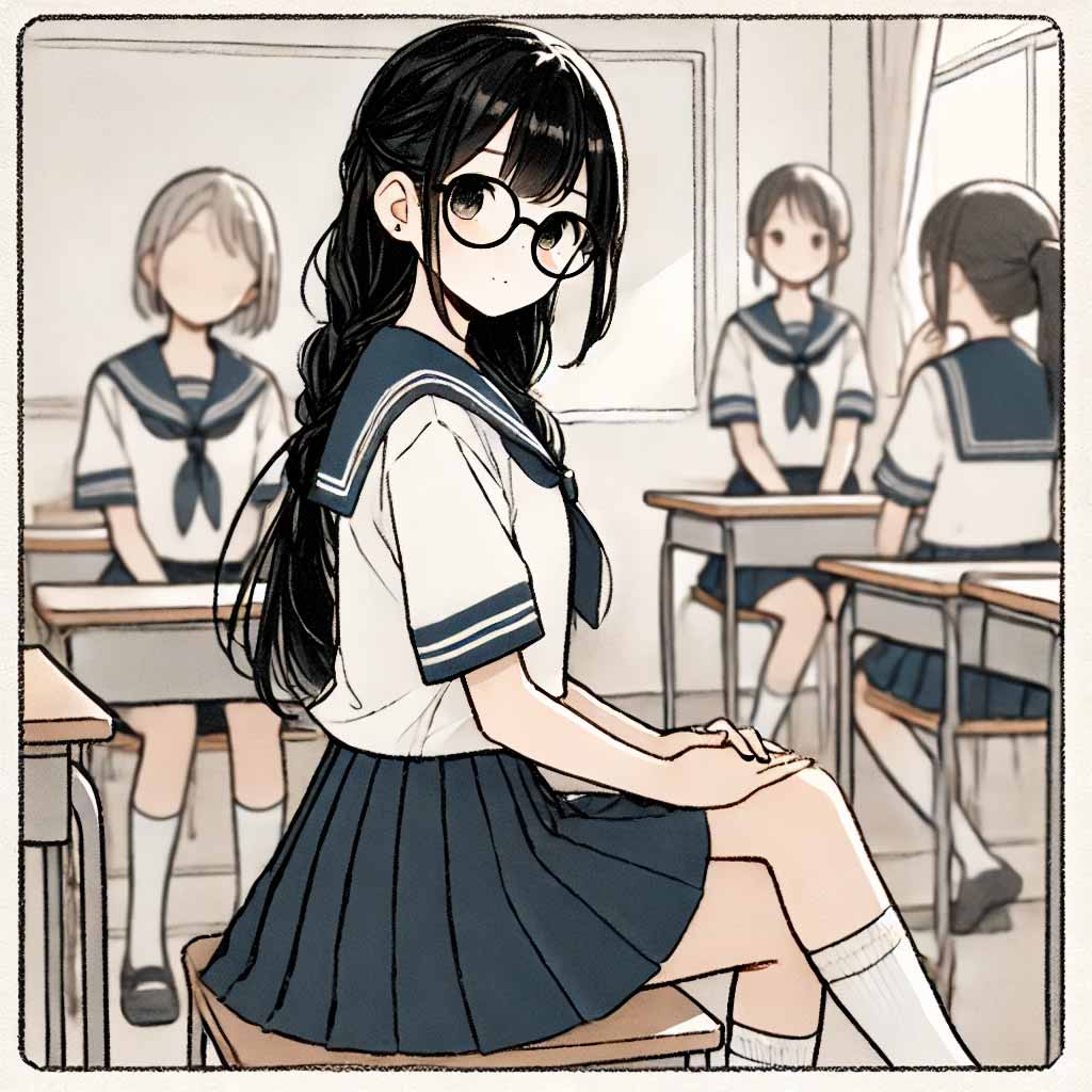 会議中の中学生女子