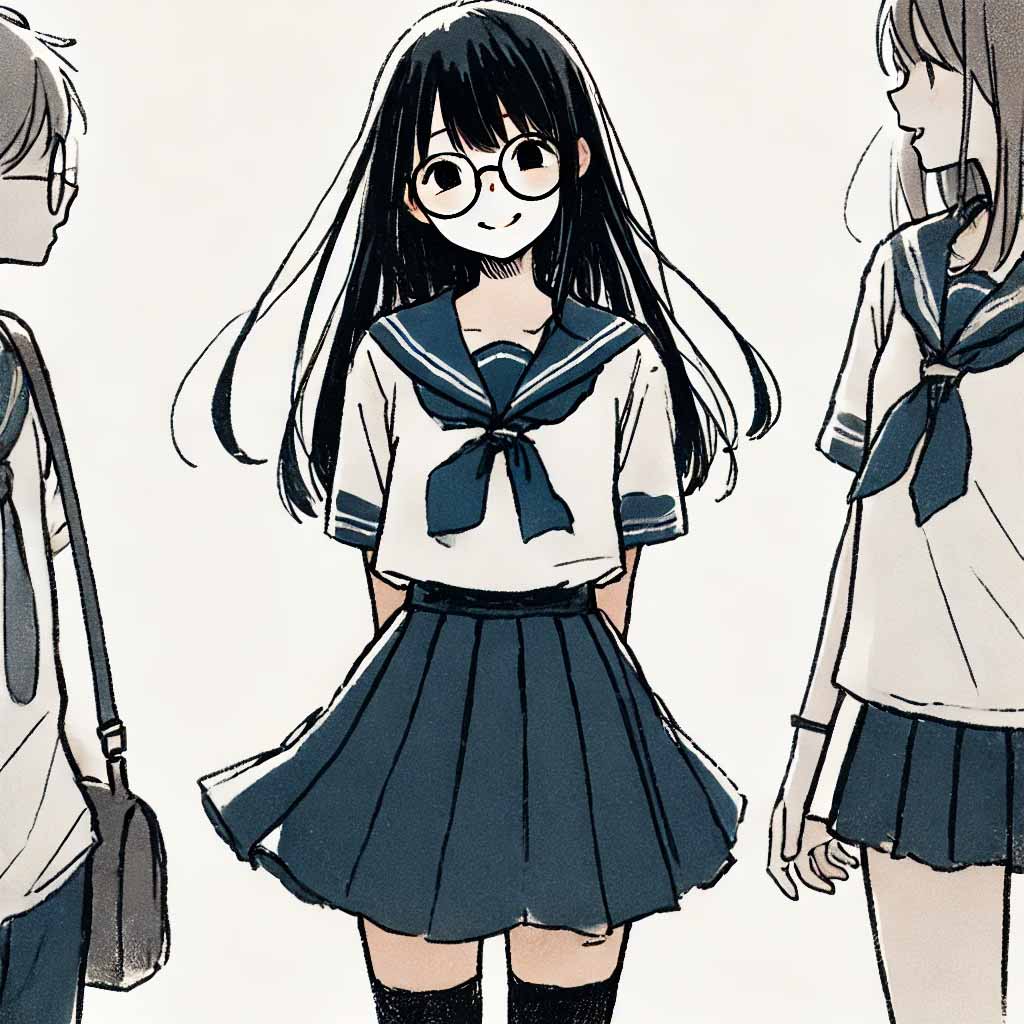 皆と話している中学生女子