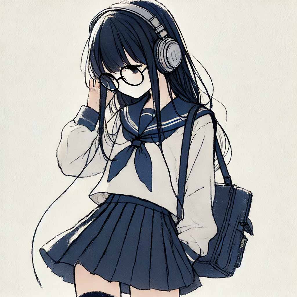 ヘッドホンで録音を聞いている