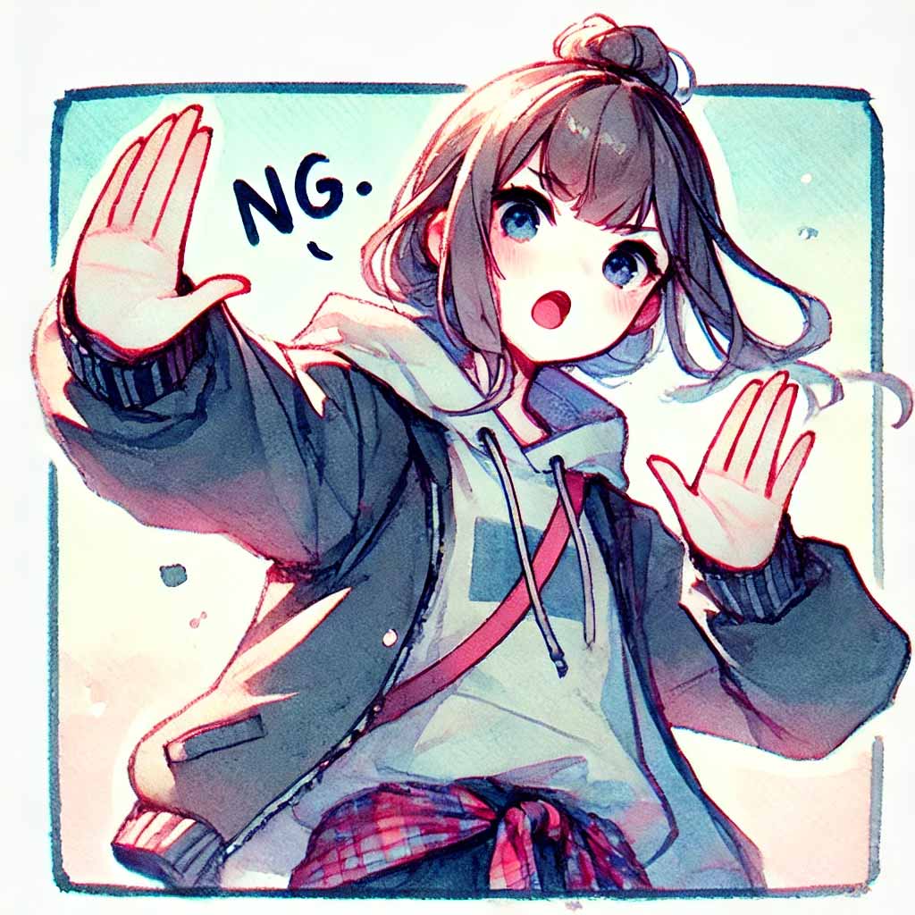NG! と身振り手振りで表す中学生女子