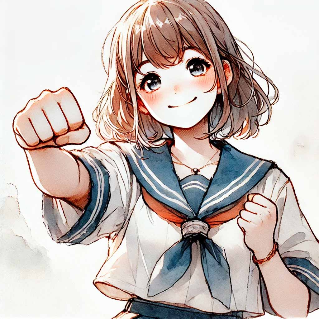 励ます中学生女子