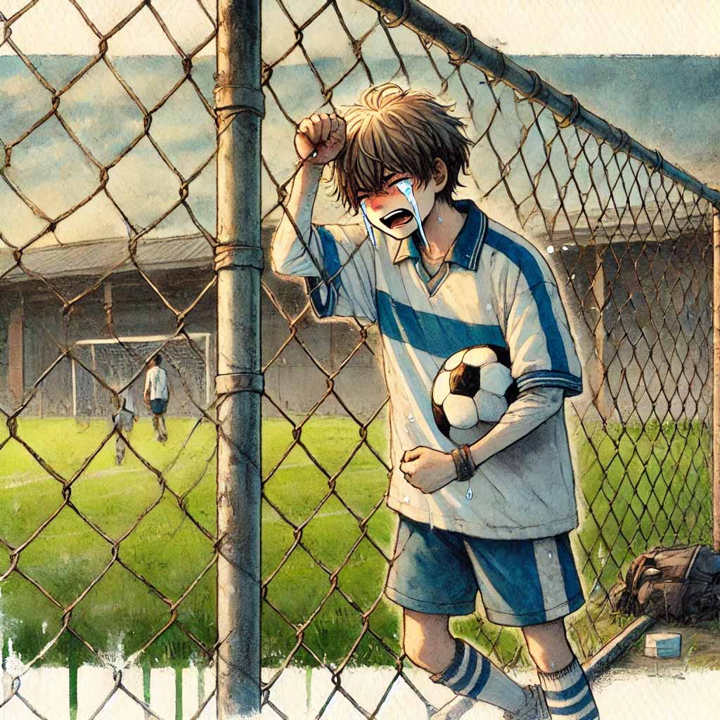負けてないているサッカー部男子
