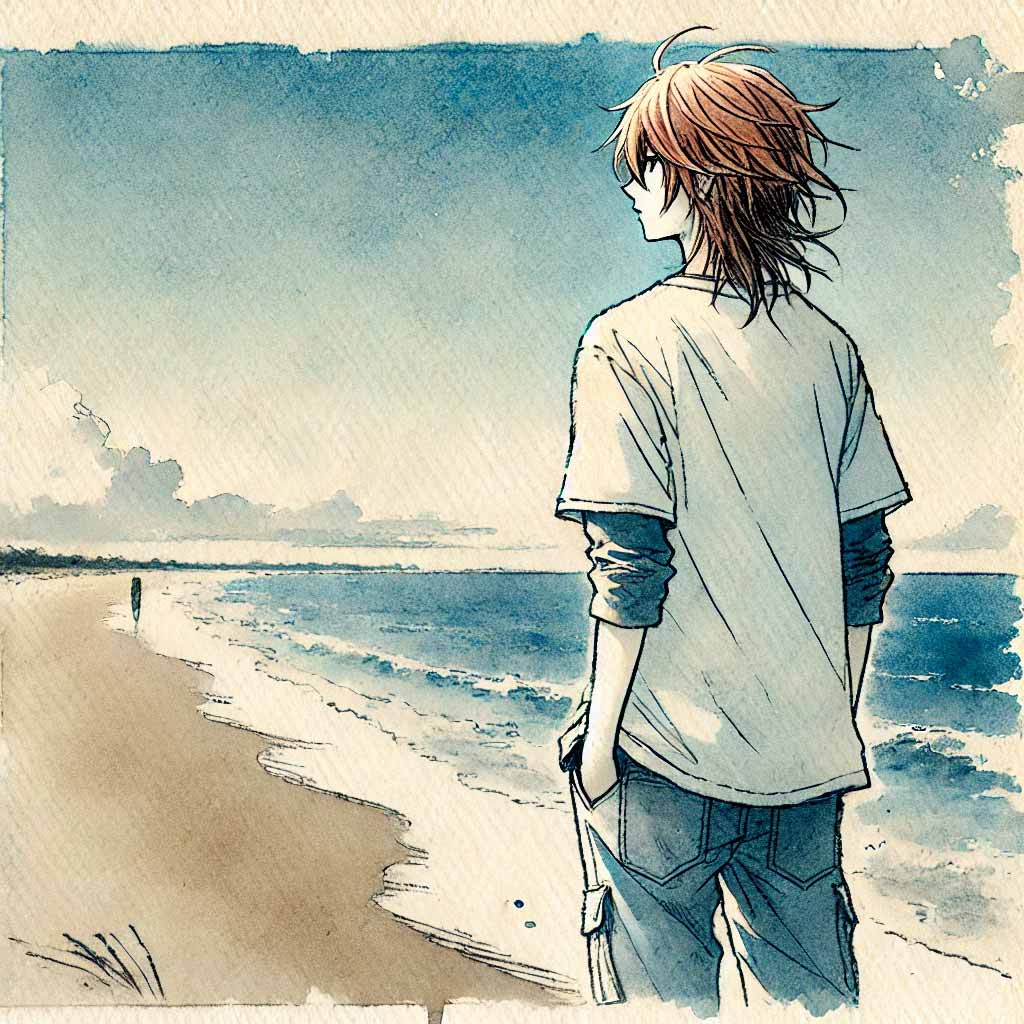 負けた次の日浜辺を散歩