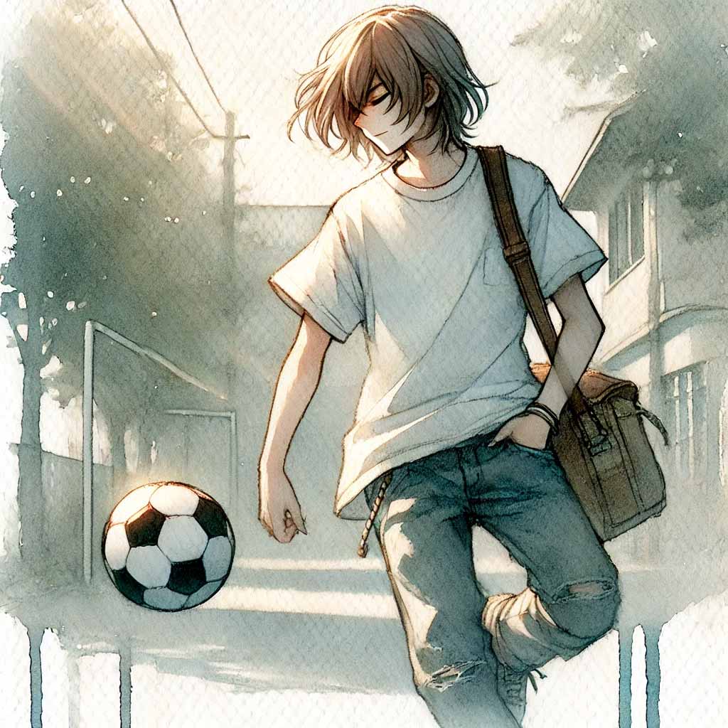 少し体を動かす中学生男子