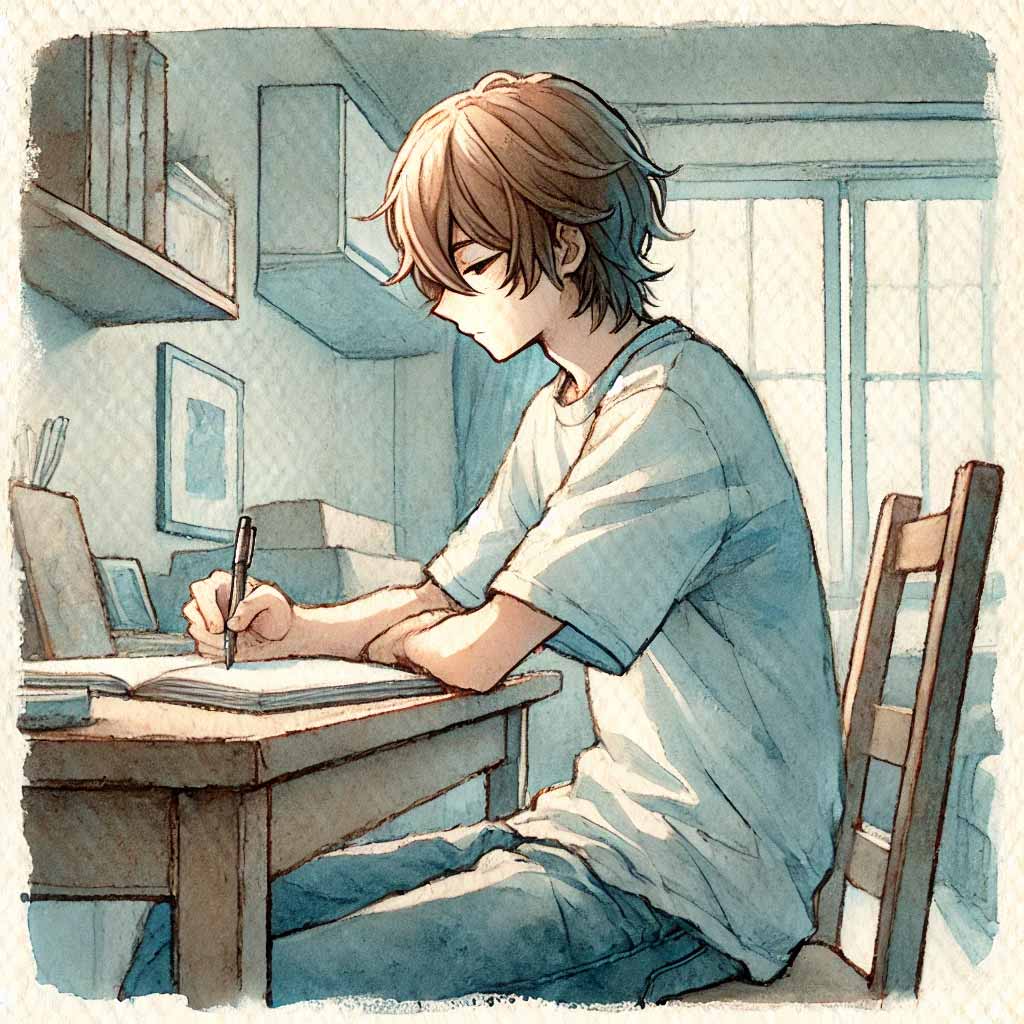 敗因を分析する中学生男子
