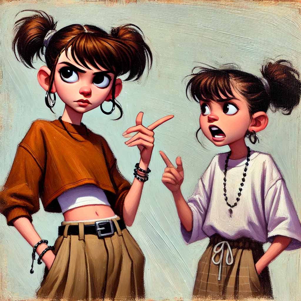 友達と言い合いになる中学生女子