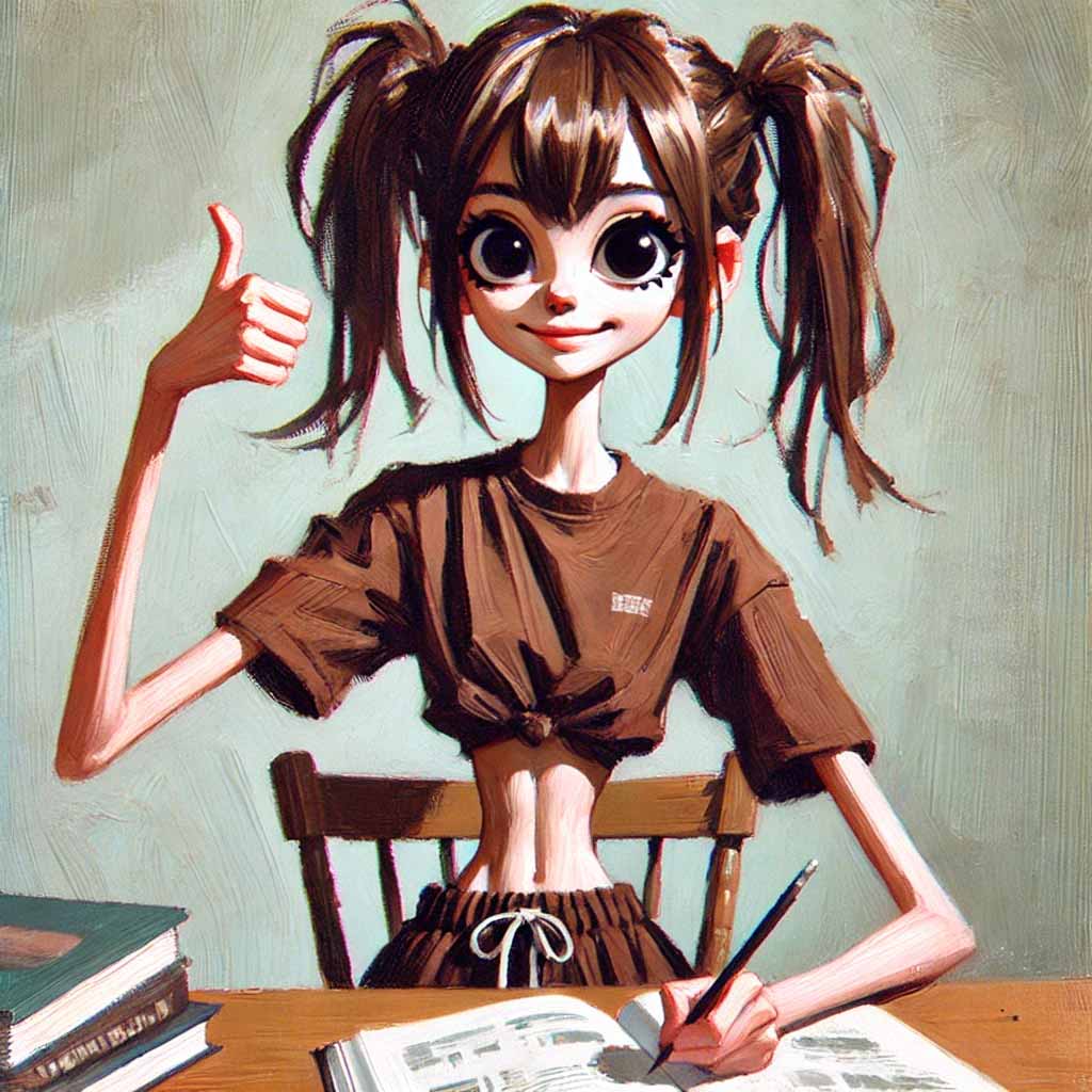 サムズアップの中学生女子