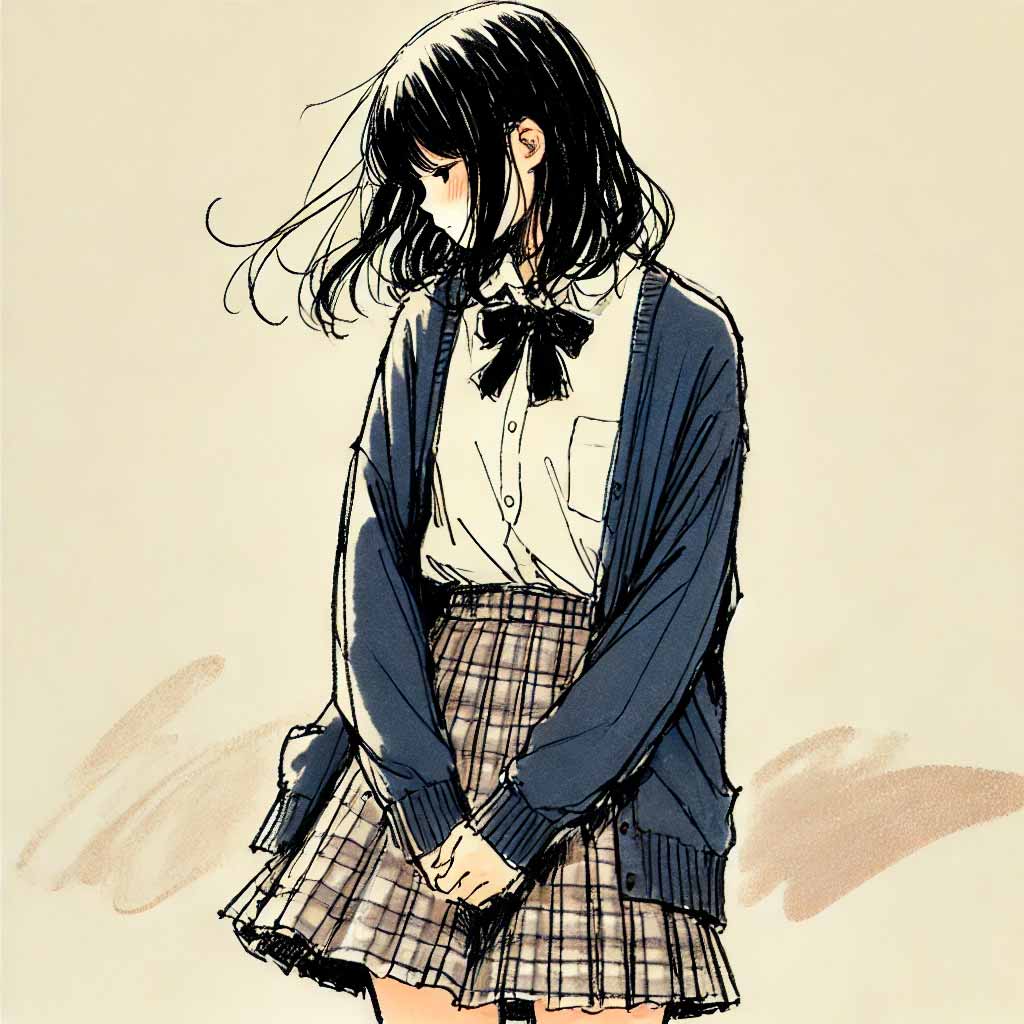 深呼吸を始めた中学生女子