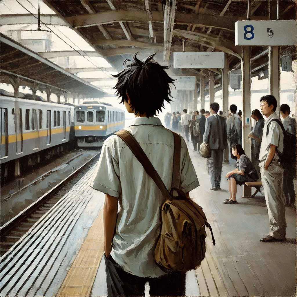 寂しそうに一人で帰る