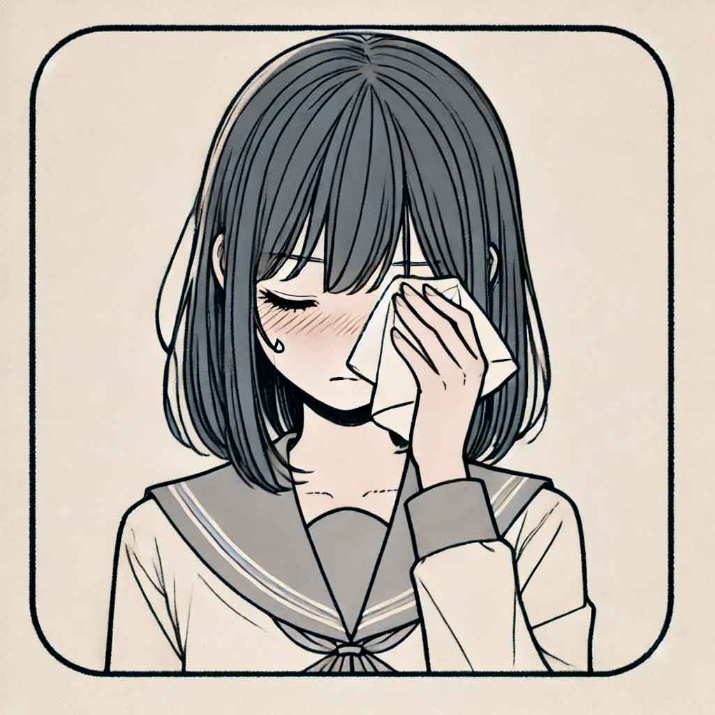 泣いている中学生女子