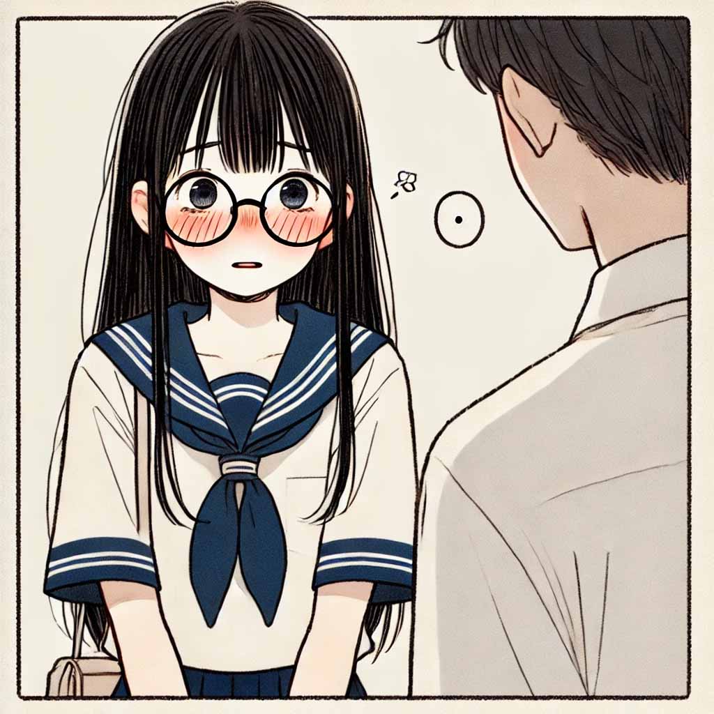 勇気を出して話しかけている中学生女子