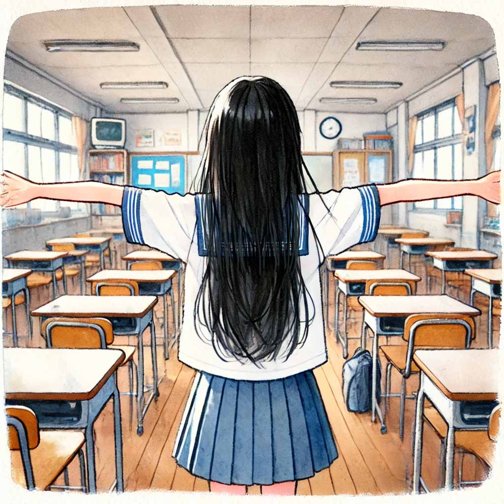 ストレッチしている中学生女子