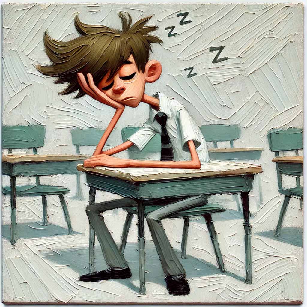 授業中によく寝る　中学生男子
