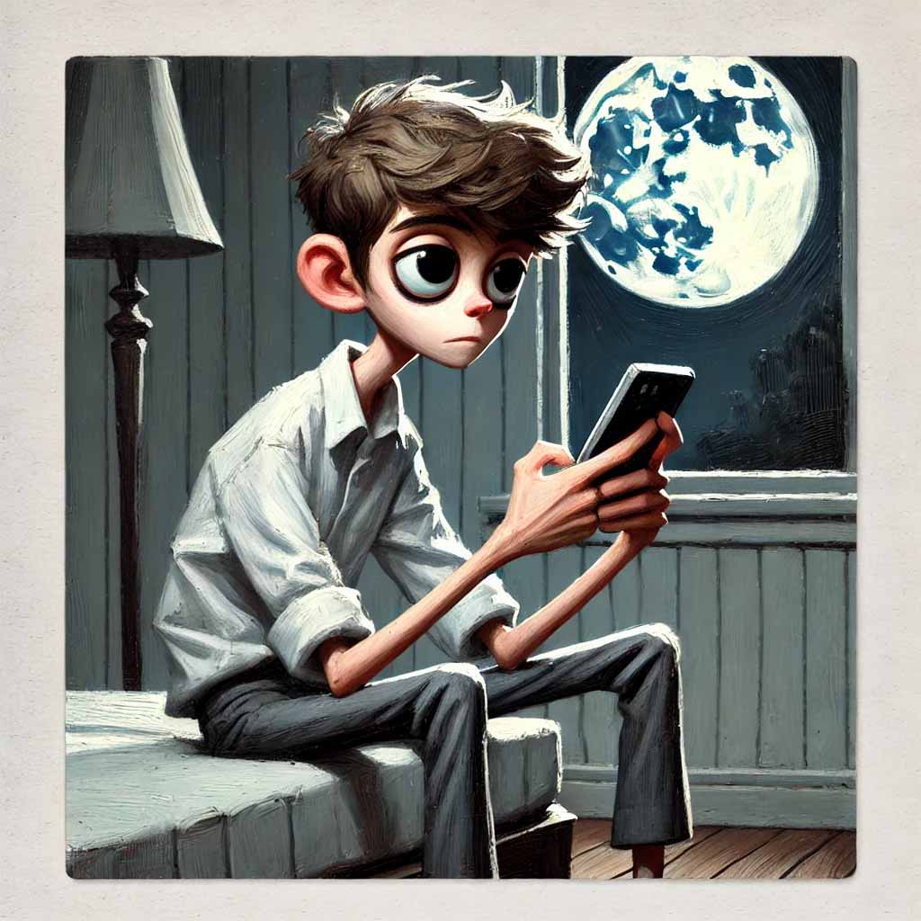 夜更かししている中学生男子