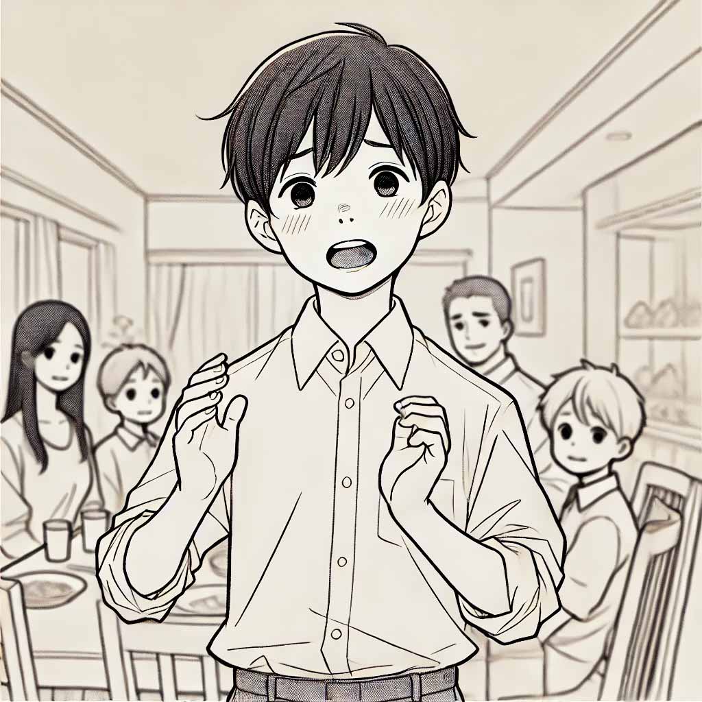 家で練習している中学生男子