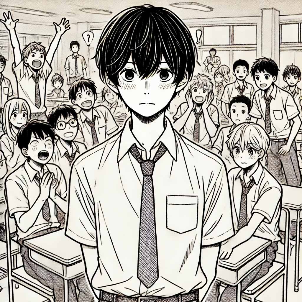 どっと受けている中学生男子