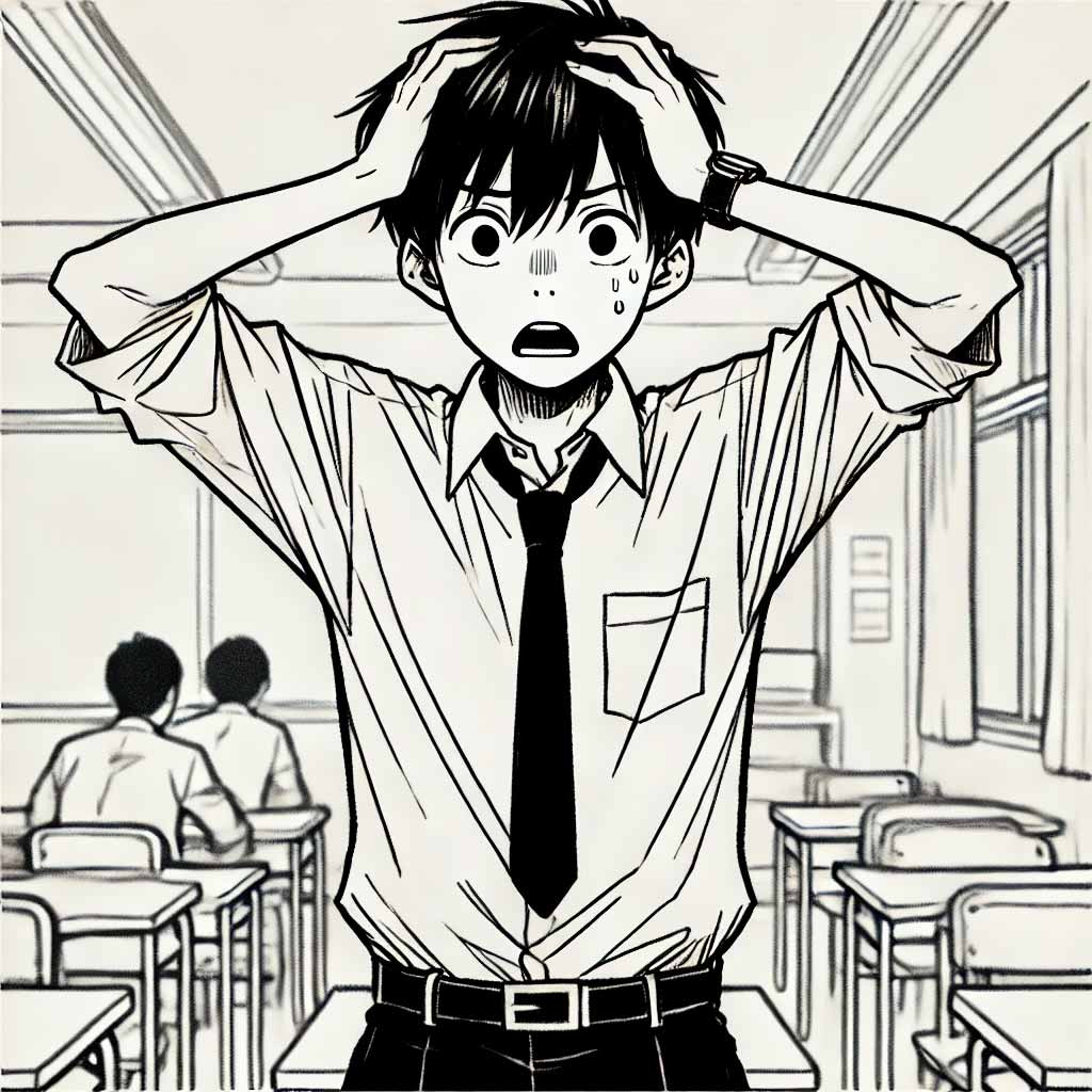 不安で手が挙げられない中学生男子