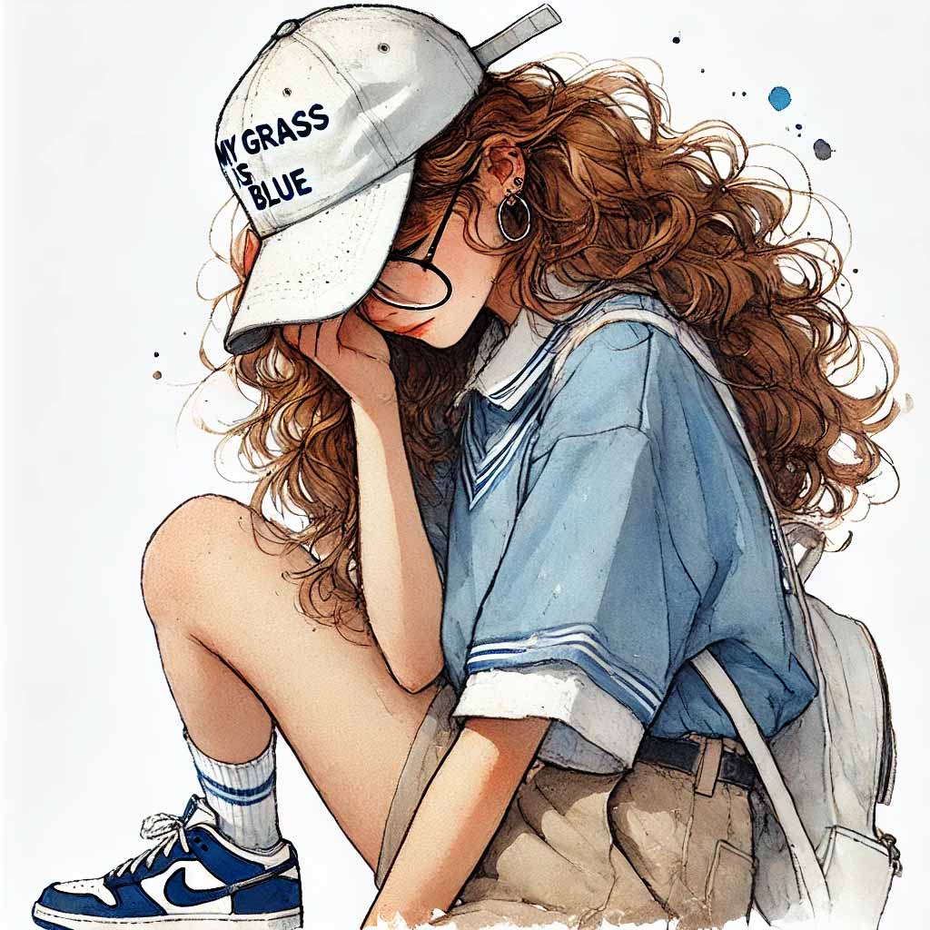 犬と散歩している中学生女子