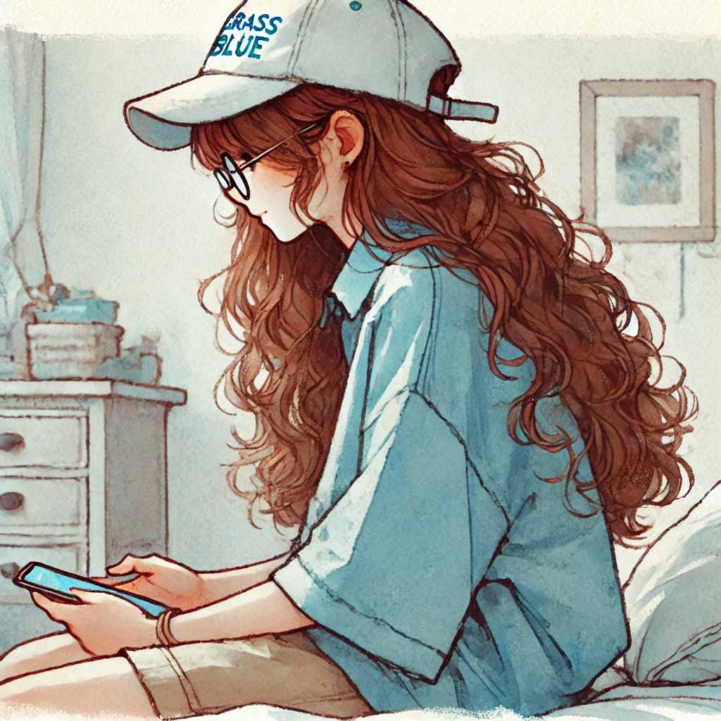 スマホしている中学生女子