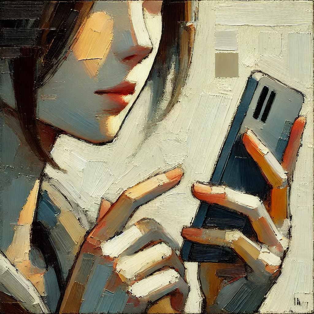 スマホを見ている中学生女子