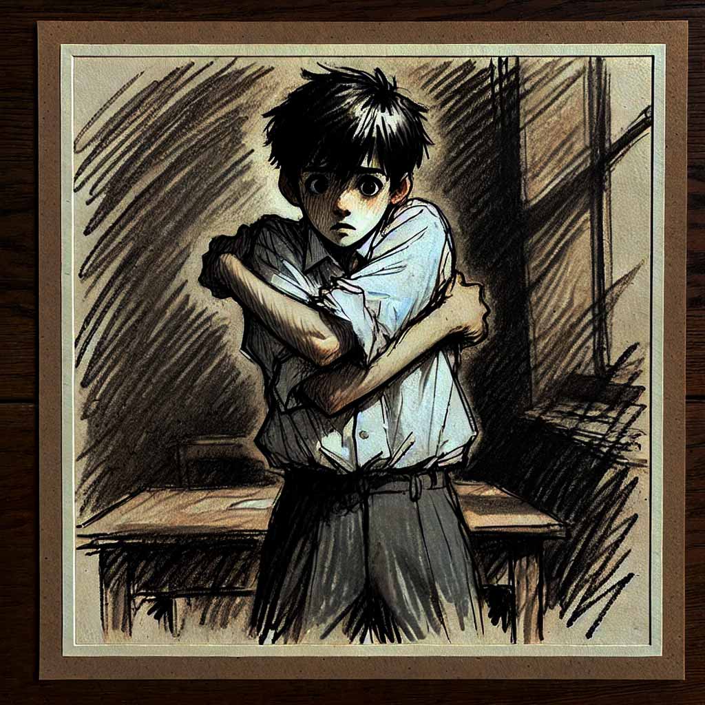 信じて怖がっている男の子